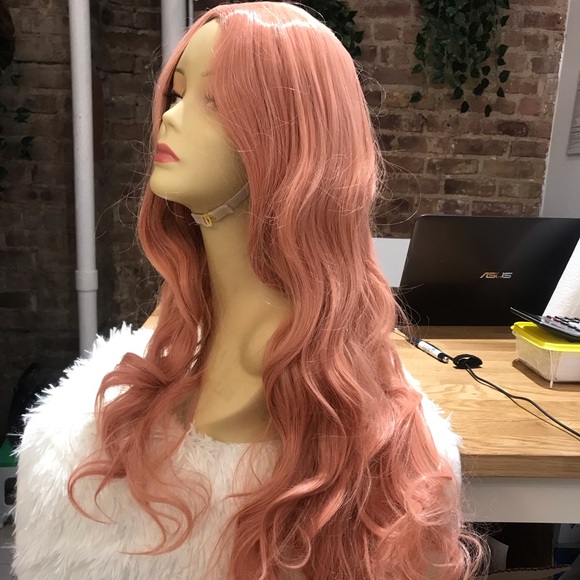 Human hair blend gold Rose pink wig - Picture 4 of 7